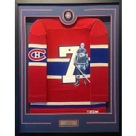 DELUXE FRAMED "Phantom" Joe Malone (deceased 1969) Signed & Hand Painted Custom 1/1 Montreal Canadiens Vintage Wool Jersey