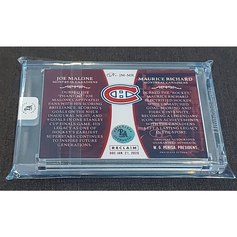 1/1 JOE MALONE & MAURICE RICHARD Montreal Canadiens DUAL AUTO CARD
