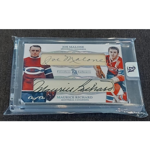 1/1 JOE MALONE & MAURICE RICHARD Montreal Canadiens DUAL AUTO CARD