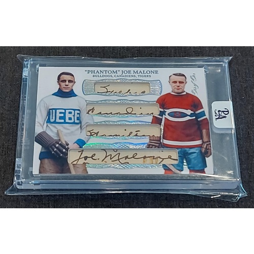 1/1 "PHANTON" JOE MALONE AUTO & Inscribed "Quebec Canadiens Hamilton" AUTO CARD