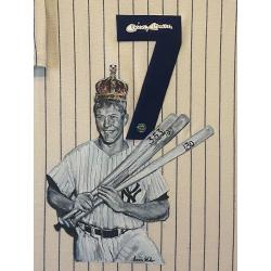 Deluxe Framed Mickey MANTLE Triple Crown Signed & Hand Painted Custom 1/1 New York Yankees Vintage Wool Jersey