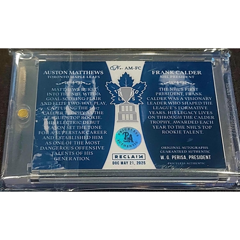 1/1 AUSTON MATTHEWS & FRANK CALDER Toronto Maple Leafs DUAL AUTO Card