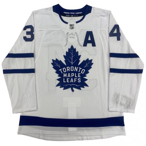 Auston MATTHEWS Signed Toronto Maple Leafs PAPI & Go Leafs Go LTD #/34 Dual Inscribed Pro Adidas White Jersey