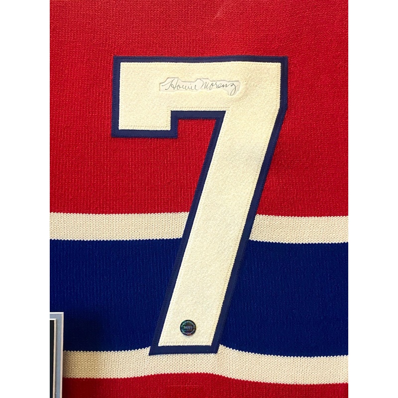 DELUXE FRAMED Howie Morenz (deceased 1937) Signed Montreal Canadiens Vintage Wool Jersey