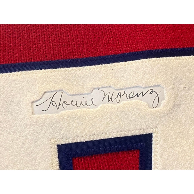 DELUXE FRAMED Howie Morenz (deceased 1937) Signed Montreal Canadiens Vintage Wool Jersey