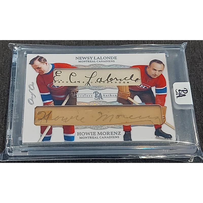 1/1 HOWIE MORENZ & NEWSY LALONDE Montreal Canadiens DUAL AUTO CARD