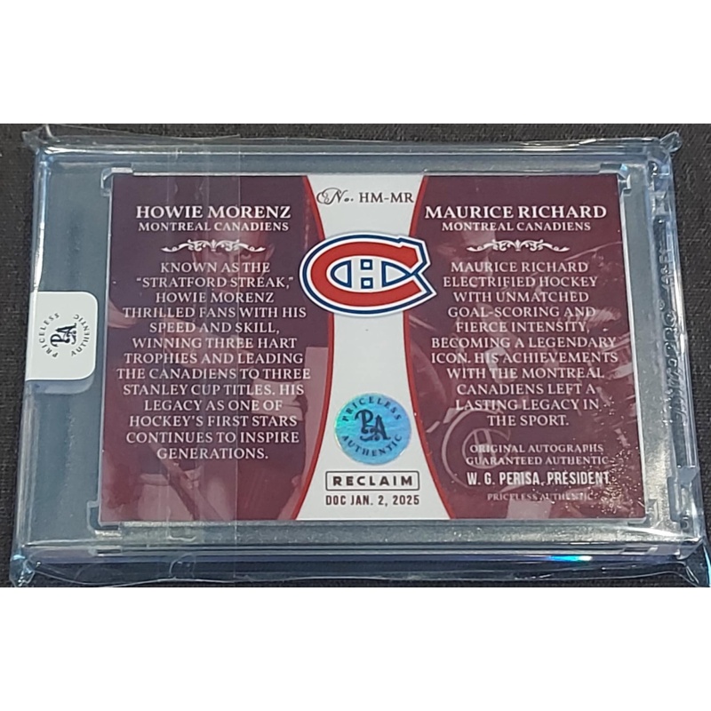 1/1 HOWIE MORENZ & MAURICE RICHARD Montreal Canadiens DUAL AUTO CARD