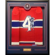 DELUXE FRAMED "Newsy" Ed Lalonde (deceased 1970) Signed & Hand Painted Custom 1/1 Montreal Canadiens Vintage Wool Jersey