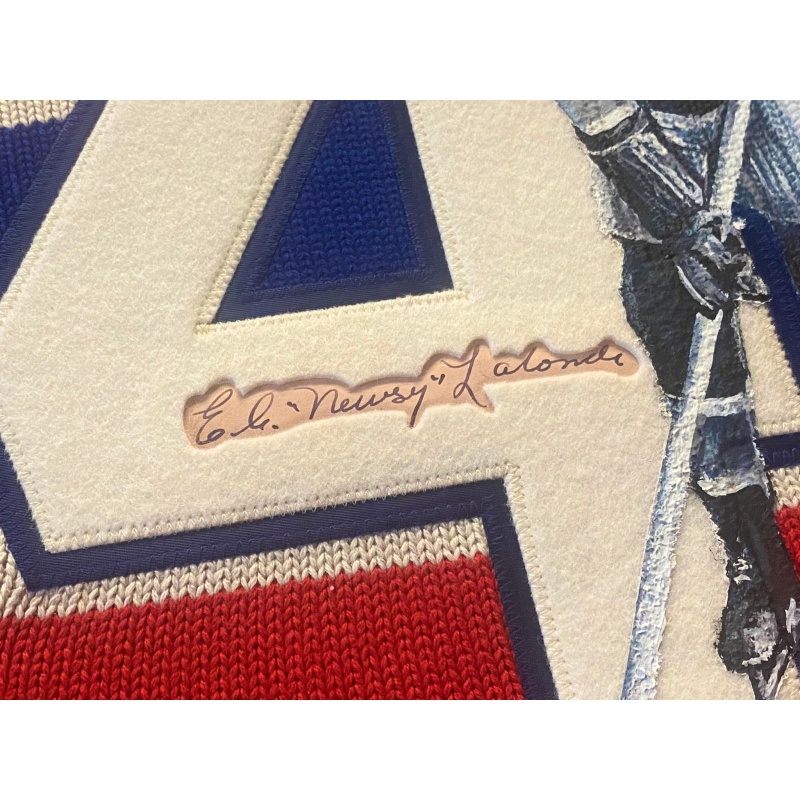 DELUXE FRAMED Newsy Ed Lalonde (deceased 1970) Signed & Hand Painted Custom 1/1 Montreal Canadiens Vintage Wool Jersey
