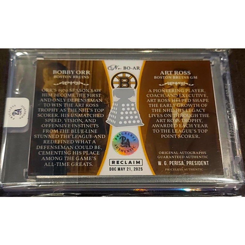 1/1 BOBBY ORR & ART ROSS Boston Bruins DUAL AUTO Card