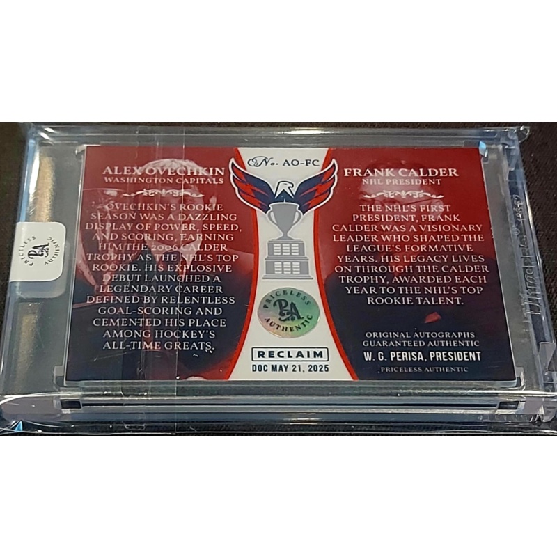 1/1 ALEX OVECHKIN & FRANK CALDER Washington Capitals DUAL AUTO Card