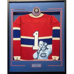 DELUXE FRAMED Jake The Snake Jacques Plante (deceased 1986) Signed & Hand Painted Custom 1/1 Montreal Canadiens Vintage Wool Custom Framed Jersey