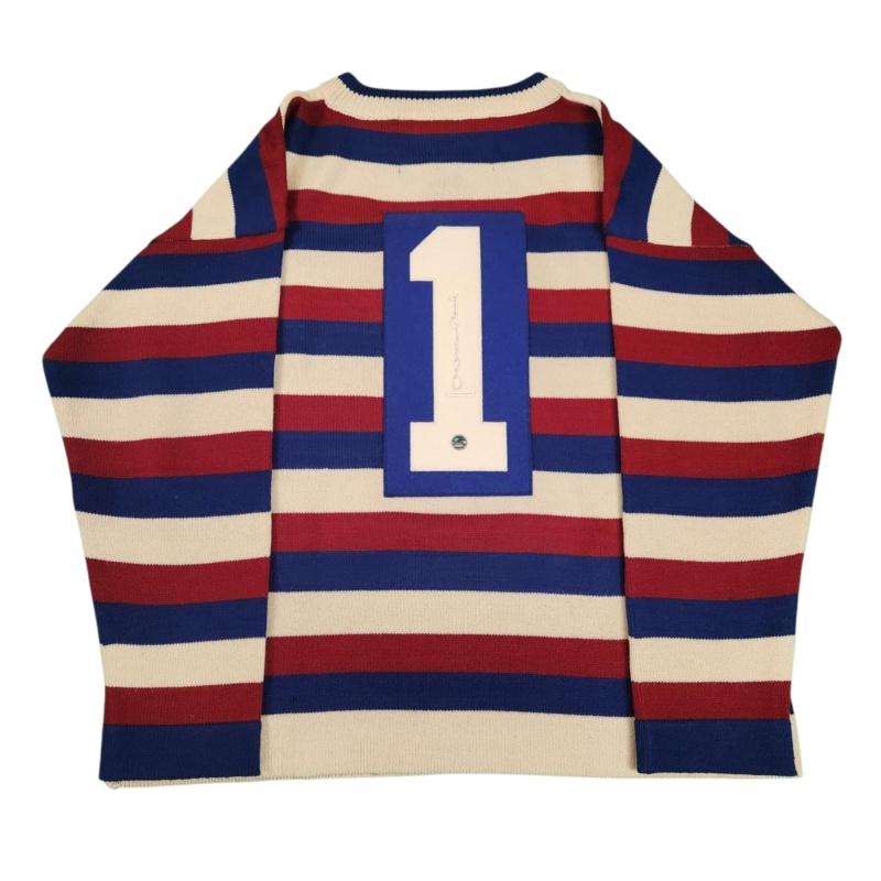 ULTRA RARE Jacques PLANTE Signed Montreal Canadiens Vintage Wool Striped Jersey
