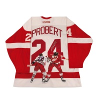 1/1 Bob PROBERT Signed & Painted Detroit Red Wings "VS DOMI" Vintage CCM Jersey