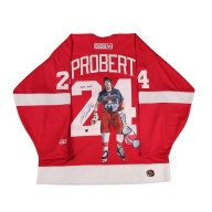 1/1 Bob PROBERT Signed & Painted Detroit Red Wings "Enforcer" Vintage Jersey