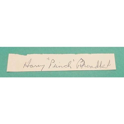 Montreal Maroons & Ottawa Senators Harry "Punch" Broadbent Signed Paper Cut *NO RESERVE*