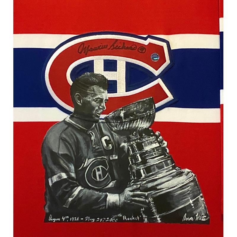 DELUXE FRAMED Maurice ROCKET Richard Signed & Hand Painted Custom 1/1 Montreal Canadiens Vintage  Jersey