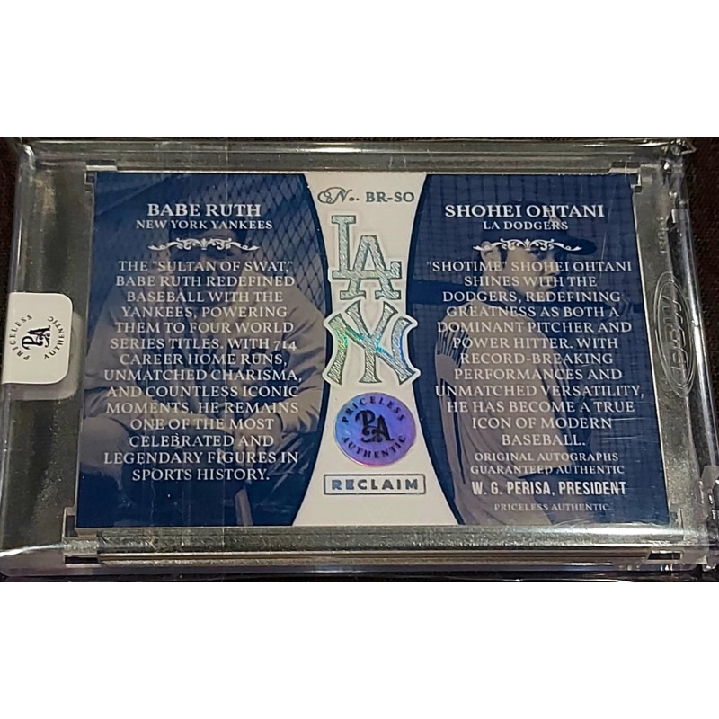 1/1 BABE RUTH & SHOHEI OHTANI Yankees & Dodgers Dual AUTO CARD