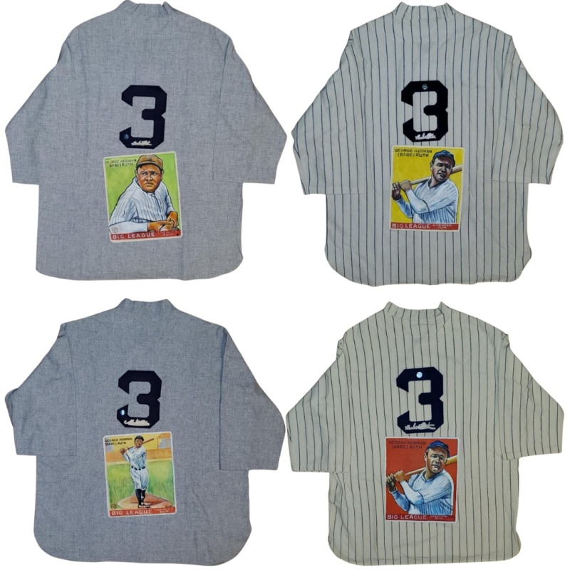 BABE RUTH New York Yankees Original AUTO 1/1 Painted 1933 GOUDEY 4pc Jersey Set