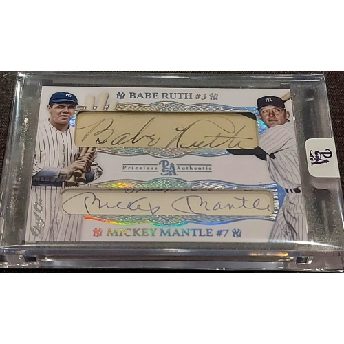 1/1 RUTH & MANTLE & GEHRIG & DIMAGGIO QUAD AUTO G.O.A.T.S. CARD
