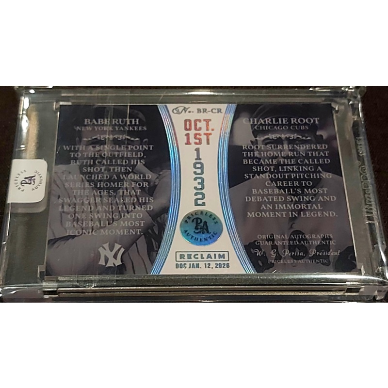 1/1 BABE RUTH & CHARLIE ROOT "The Called Shot" Dual AUTO CARD