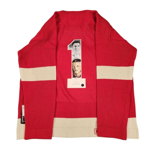 1/1 Terry SAWCHUK Signed & Painted Detroit Red Wings Vintage Wool Jersey