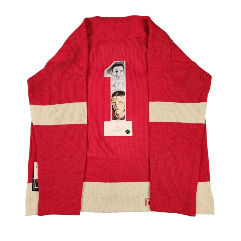 1/1 Terry SAWCHUK Signed & Painted Detroit Red Wings Vintage Wool Jersey
