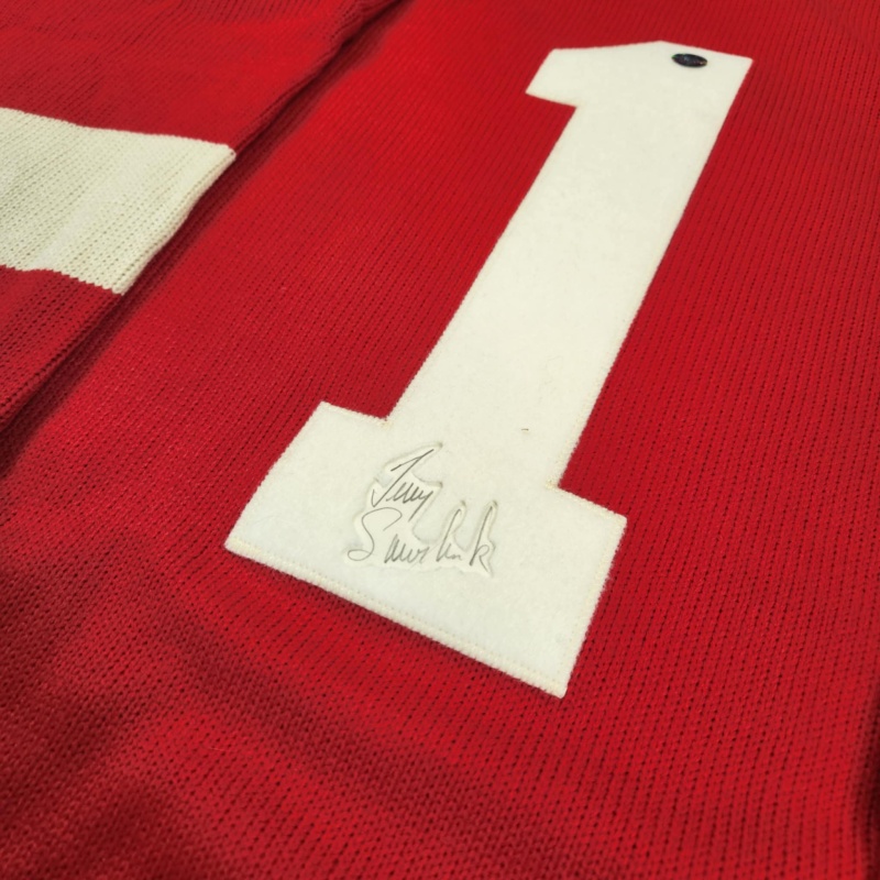 EXTREMELY RARE Terry SAWCHUK Signed Detroit Red Wings Vintage Wool Jersey