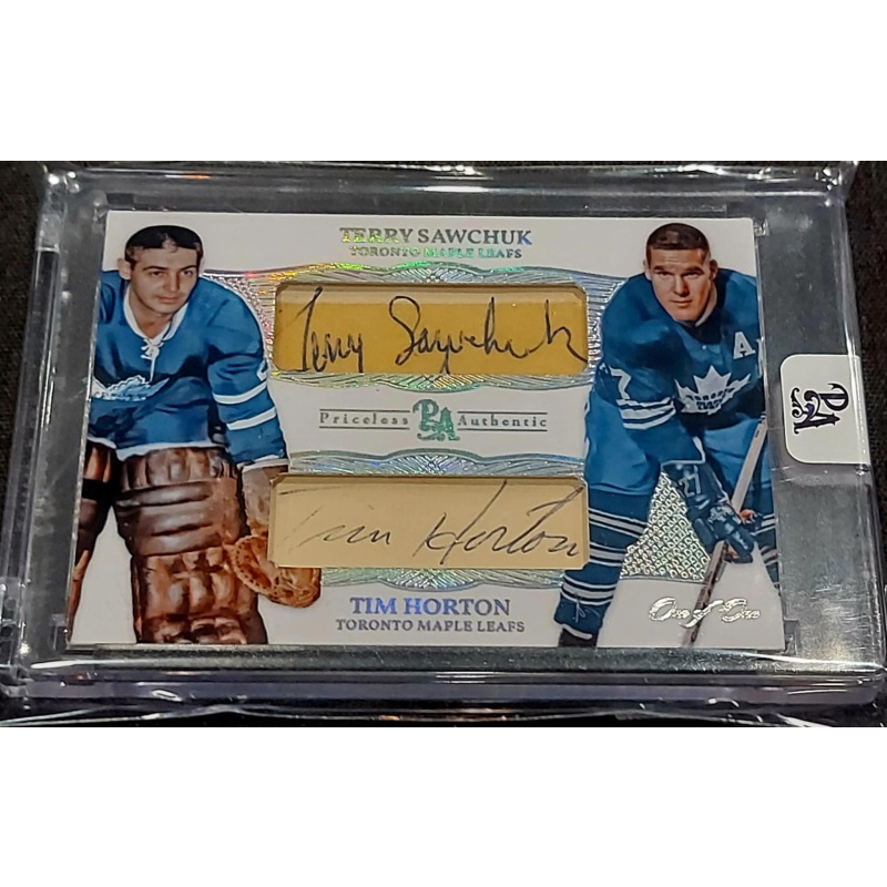 1/1 TERRY SAWCHUK & TIM HORTON Toronto Maple Leafs Dual AUTO CARD