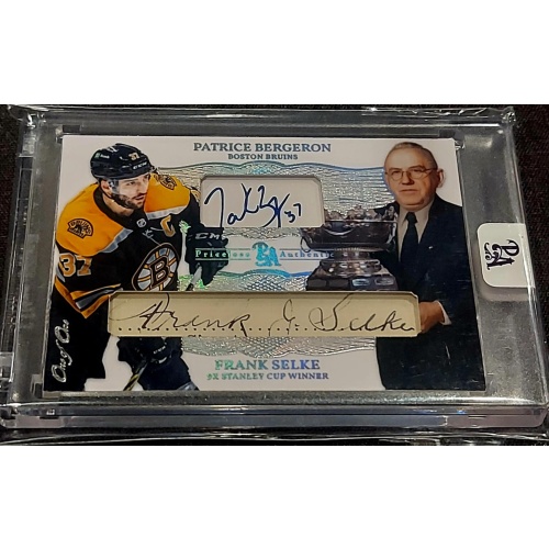 1/1 PATRICE BERGERON & FRANK SELKE Boston Bruins DUAL AUTO Card