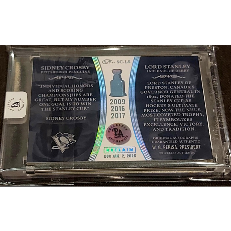 1/1 SIDNEY CROSBY & LORD STANLEY Pittsburgh Penguins DUAL AUTO Card