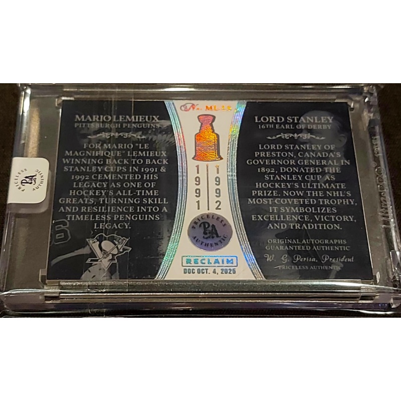 1/1 MARIO LEMIEUX & LORD STANLEY Pittsburgh Penguins DUAL AUTO Card