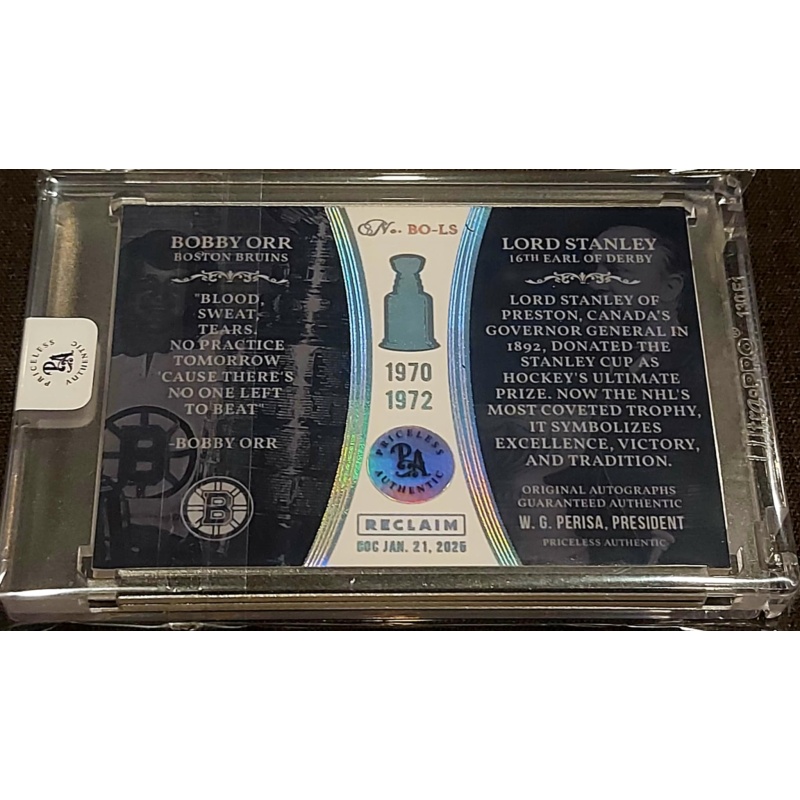 1/1 BOBBY ORR & LORD STANLEY Boston Bruins DUAL AUTO Card