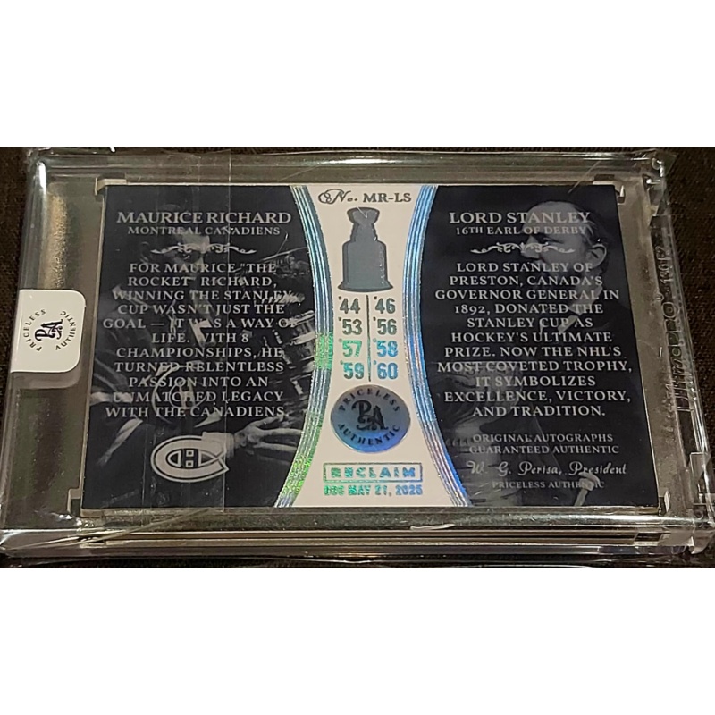 1/1 MAURICE RICHARD & LORD STANLEY Montreal Canadiens DUAL AUTO Card