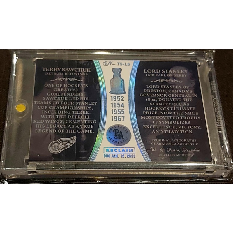 1/1 TERRY SAWCHUK & LORD STANLEY Detroit Red Wings DUAL AUTO Card