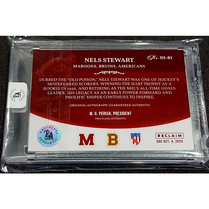 1/1 NELS STEWART AUTO & Inscribed "Montreal Boston New York" AUTO CARD