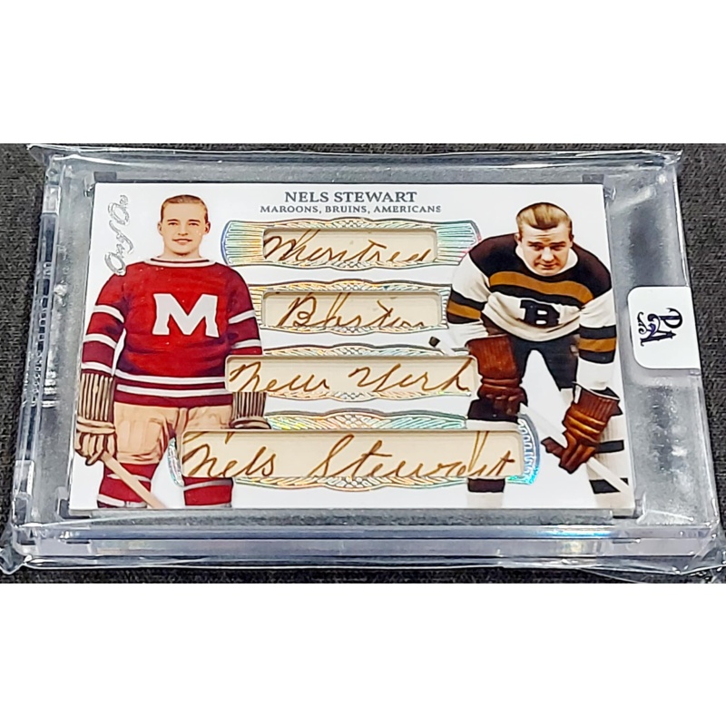 1/1 NELS STEWART AUTO & Inscribed "Montreal Boston New York" AUTO CARD