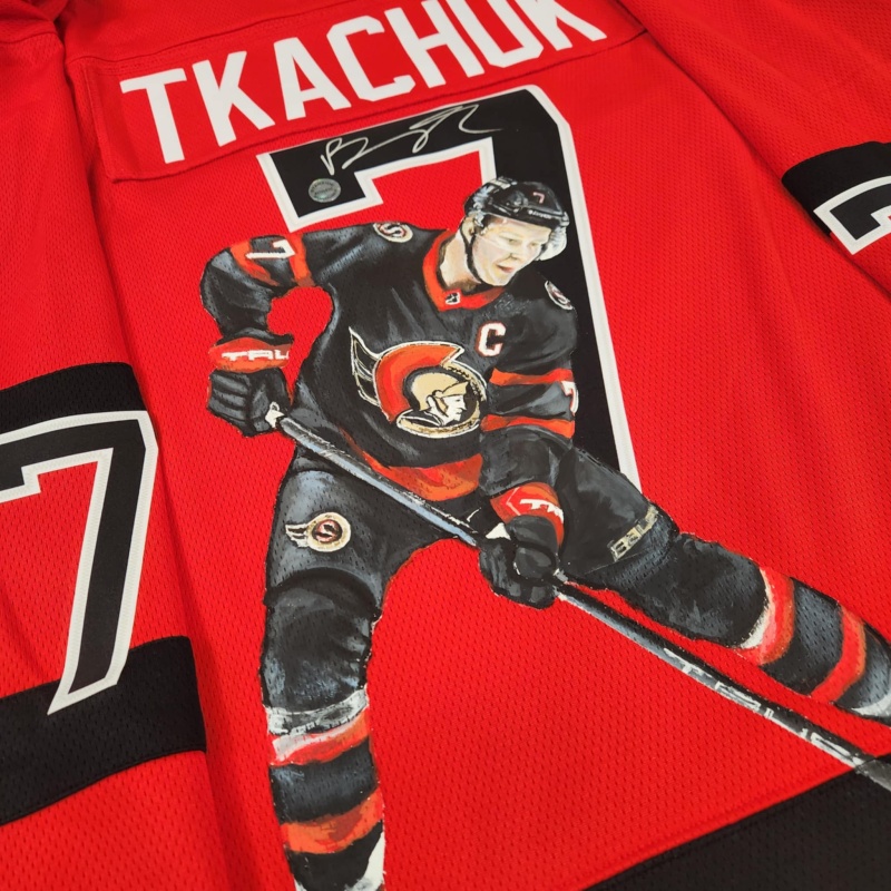 1/1 Brady TKACHUK Signed & Painted Ottawa Senators Reverse Retro 1.0 Jersey