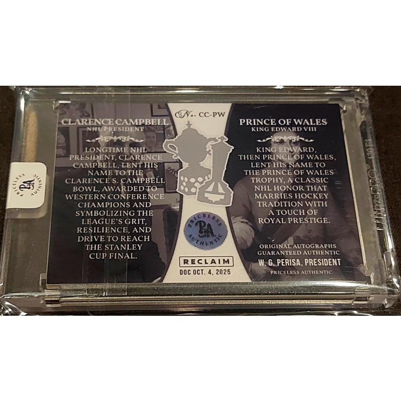 1/1 PRINCE OF WALES & CLARENCE CAMPBELL NHL Trophies DUAL AUTO Card