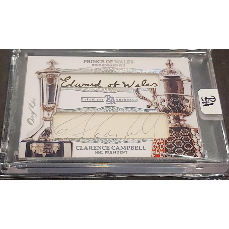 1/1 PRINCE OF WALES & CLARENCE CAMPBELL NHL Trophies DUAL AUTO Card