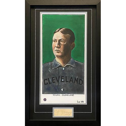 Cy YOUNG (deceased 1955) Signed & Hand Painted 1/1 Rookie Card Original Painting